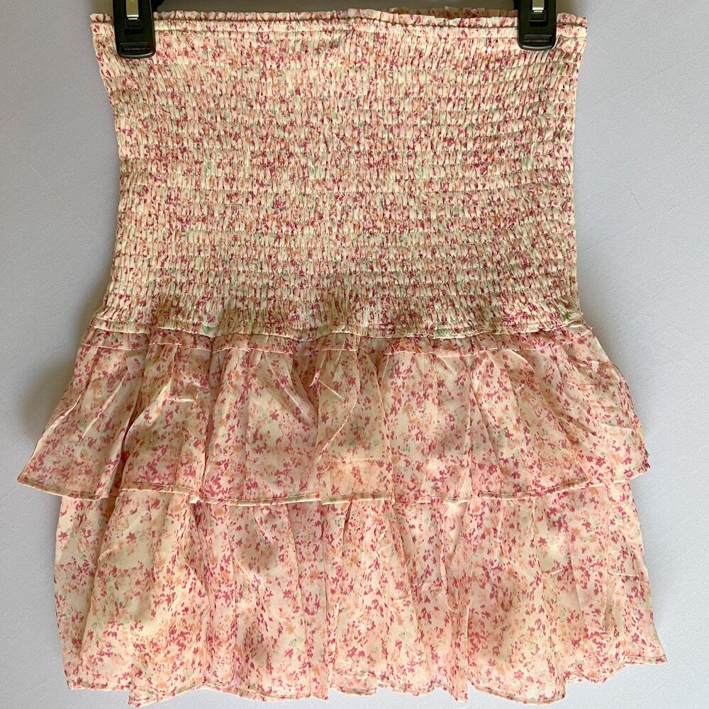 Women's Allison Smocked Floral Ruffled Mini Skirt Size M